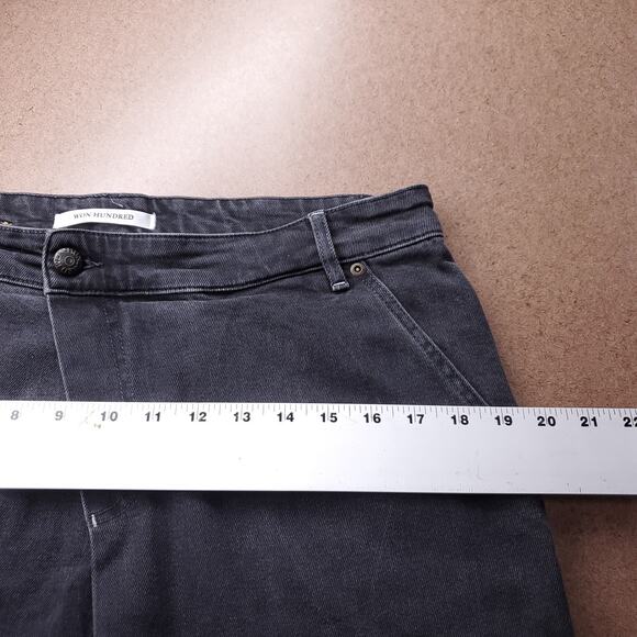 Won Hundred Lindy Jeans Women 28 Black Wrap Front Baggy Cropped Streetwear OOAK - Picture 6 of 13